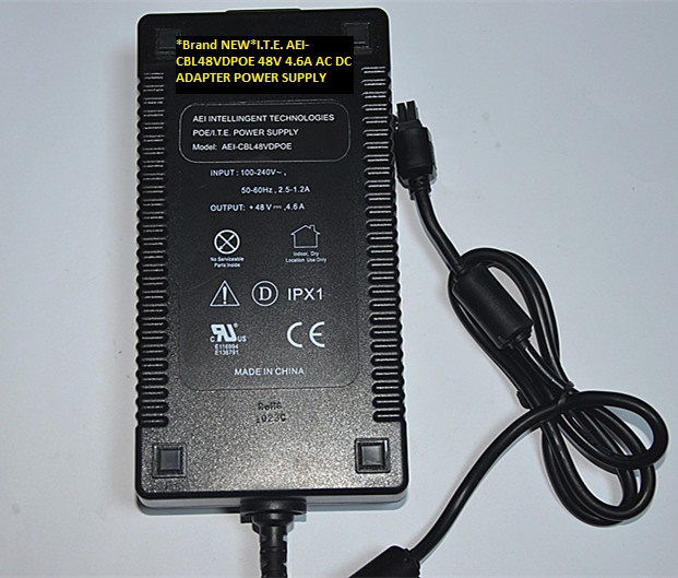 *Brand NEW*AC100-240V I.T.E. 48V 4.6A AEI-CBL48VDPOE AC DC ADAPTER POWER SUPPLY *Brand NEW*AC100-240V I.T.E. 48V 4.6A AEI-CBL48VDPOE AC DC ADAPTER POWER SUPPLY